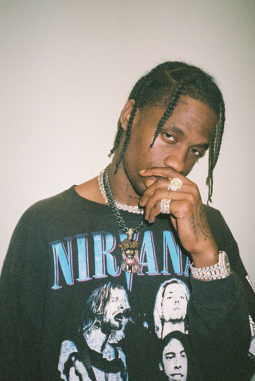 Travis Scott Wearing Vintage Nirvana Band Tee With Diamond Jewelry HD phone wallpaper