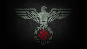 Nazi Germany Imperial Eagle Emblem with Swastika on Dark Textured Background HD wallpaper