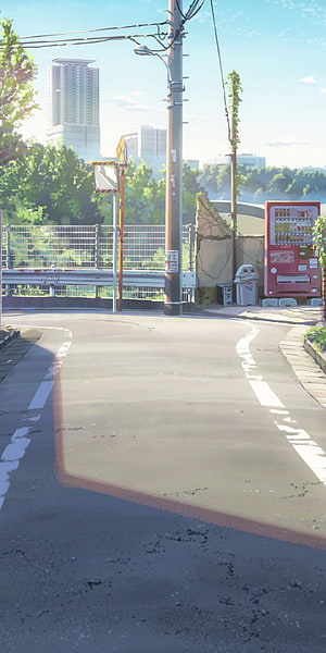 Kimi No Na Wa Anime Street Scene With Vending Machine And Power Lines HD phone wallpaper
