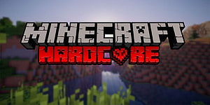Minecraft Hardcore Mode Logo Over Blocky Canyon Landscape HD wallpaper