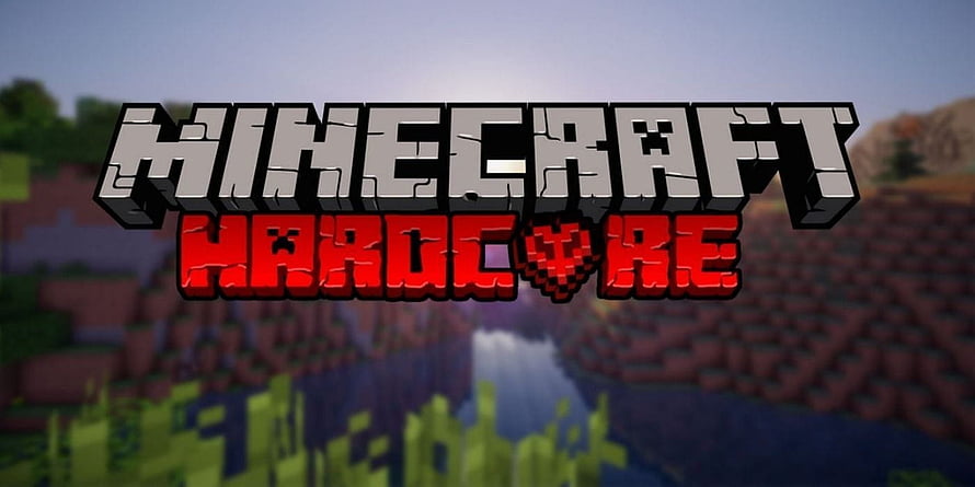 Minecraft Hardcore Mode Logo Over Blocky Canyon Landscape HD wallpaper