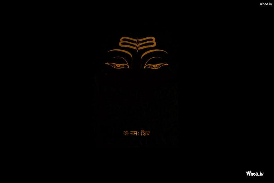 Lord Shiva Minimalist Line Art with Om Namah Shivaya on Black Background HD wallpaper
