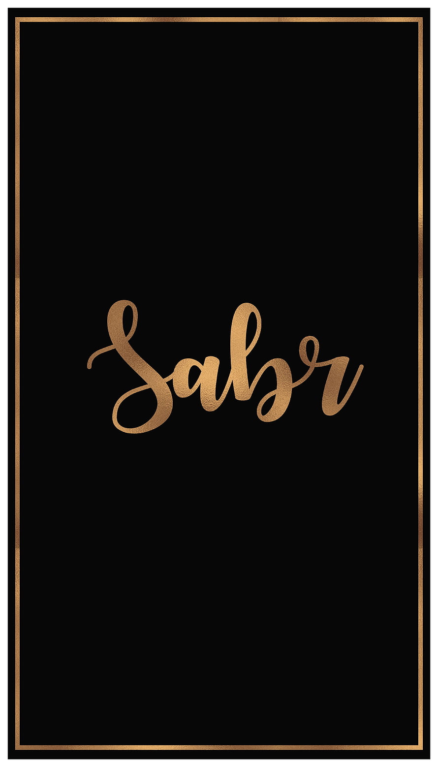 Elegant Gold Sabr Calligraphy on Black Background with Islamic Theme HD phone wallpaper