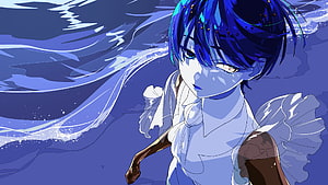 Phosphophyllite from Houseki no Kuni in a Blue Tinted Anime Illustration HD wallpaper