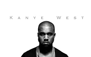 Kanye West Black and White Portrait with Minimalist Typography on White Background HD wallpaper