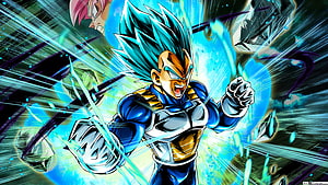 Vegeta Super Saiyan Blue Dragon Ball Legends Artwork with Energy Aura HD wallpaper