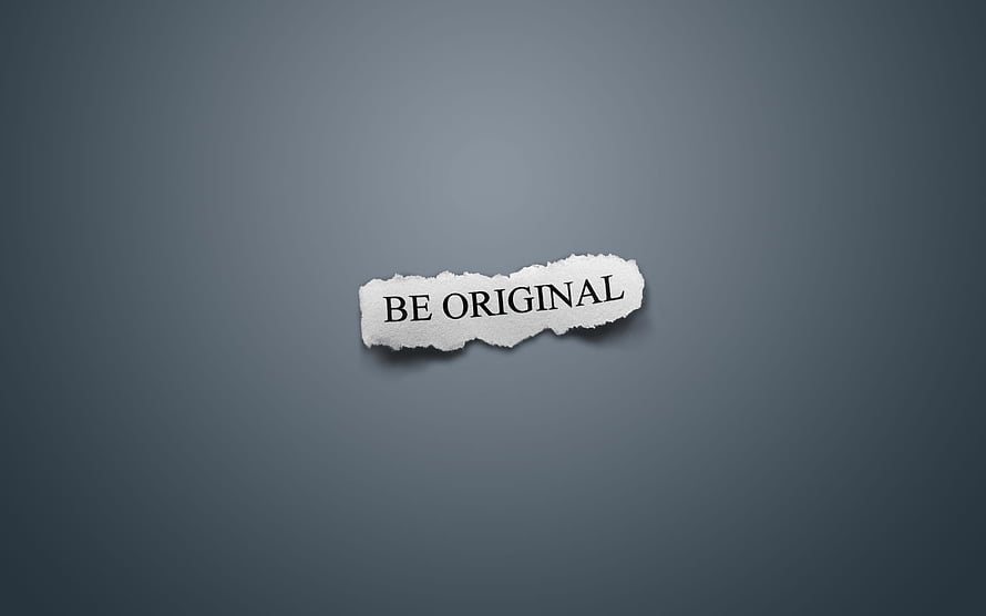 Torn paper strip with the phrase be original on a dark gray background HD wallpaper