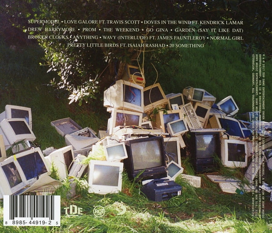 SZA Ctrl Album Back Cover Featuring Pile of Old CRT Monitors in Grass HD wallpaper