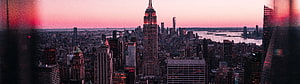 New York City Skyline at Dusk with Empire State Building and Manhattan Skyline HD wallpaper