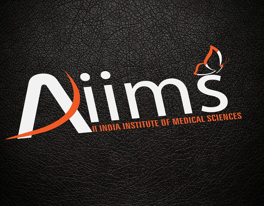 AIIMS India Institute of Medical Sciences Logo on Black Leather Texture Background HD wallpaper