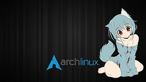 Arch Linux Anime Mascot Wallpaper with Blue Fox Girl Character HD wallpaper