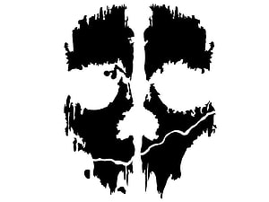 Call of Duty Ghosts Mask Silhouette Black and White Minimalist Design HD wallpaper