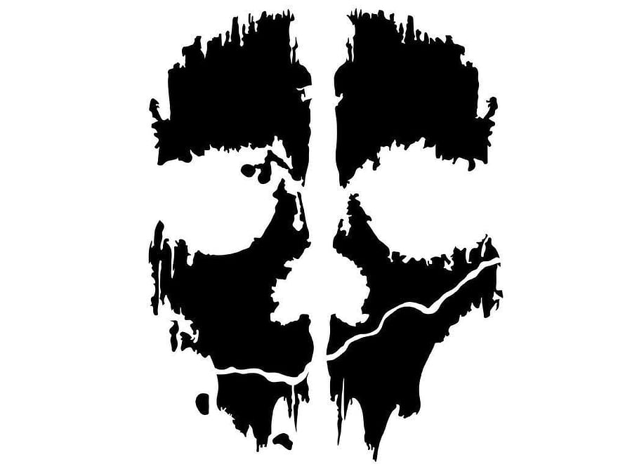 Call of Duty Ghosts Mask Silhouette Black and White Minimalist Design HD wallpaper