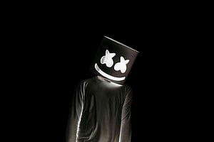 Marshmello DJ Wearing Iconic White Mask Against Dark Background HD wallpaper
