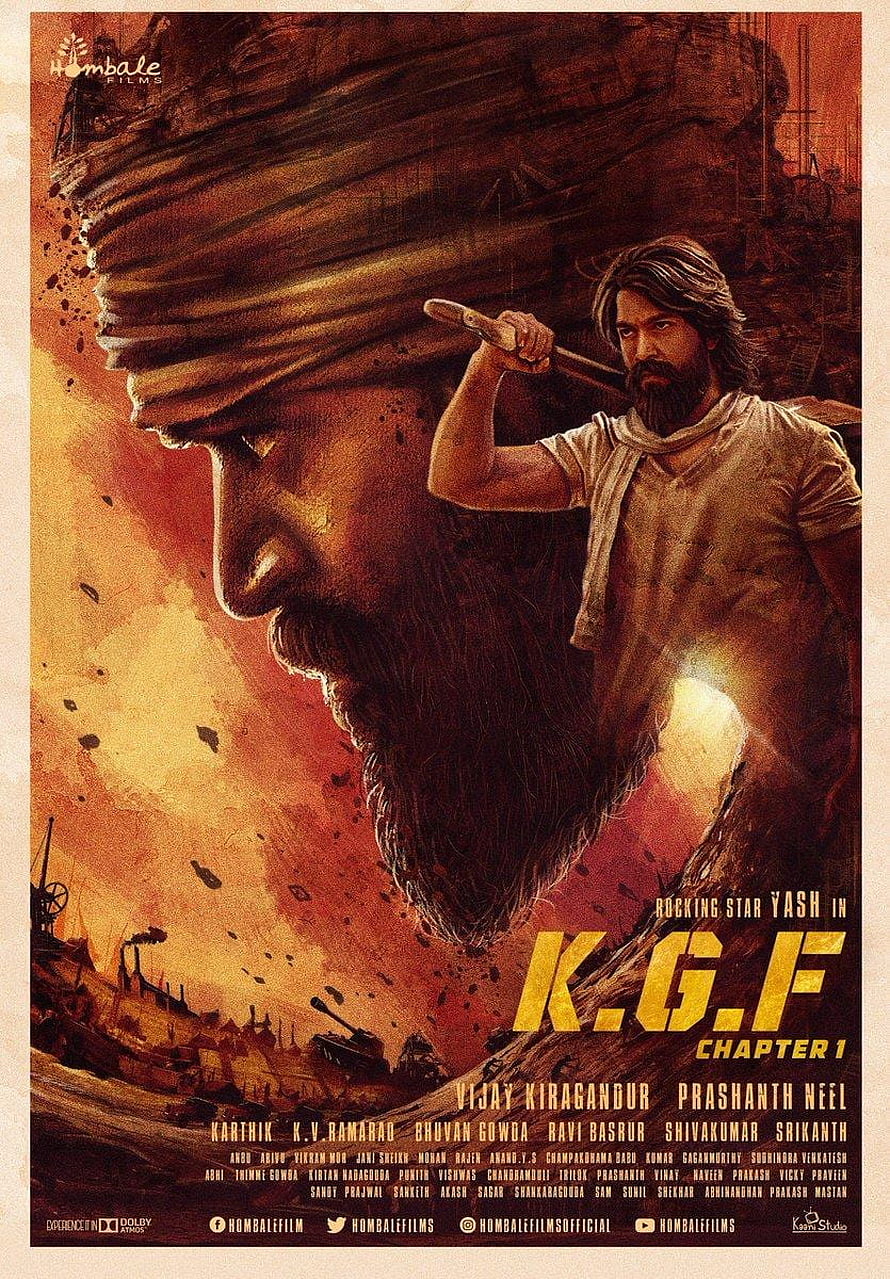 KGF Chapter 1 Movie Poster Featuring Yash in Dramatic Warrior Pose HD phone wallpaper