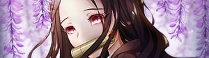 Nezuko Kamado from Demon Slayer with Wisteria Flowers and Bamboo Cuff HD wallpaper