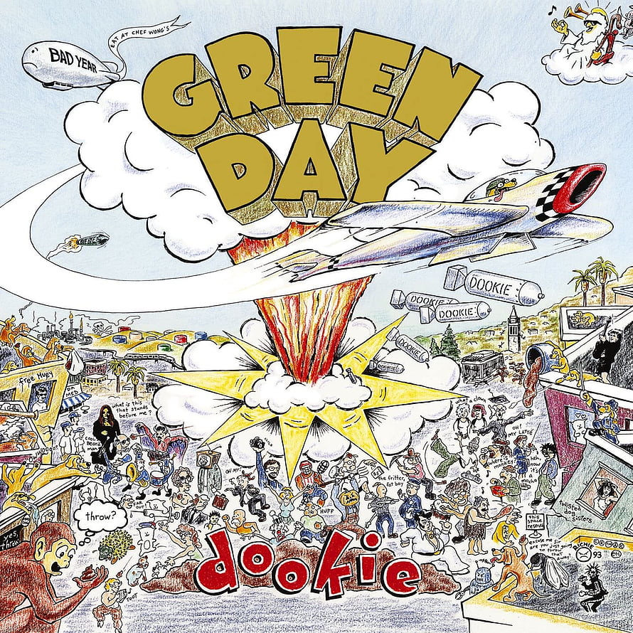 Green Day Dookie Album Cover Artwork Featuring Chaotic Wimmelbild Illustration HD phone wallpaper