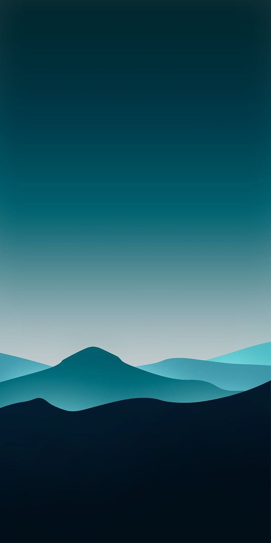 Minimalist Layered Mountain Landscape with Gradient Teal Sky HD phone wallpaper
