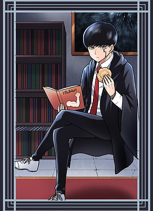 Mashle Magic and Muscles Anime Character Reading in a Library HD phone wallpaper