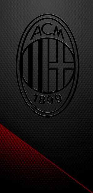 AC Milan Black Emblem with Red Diagonal Accent on Textured Background HD phone wallpaper