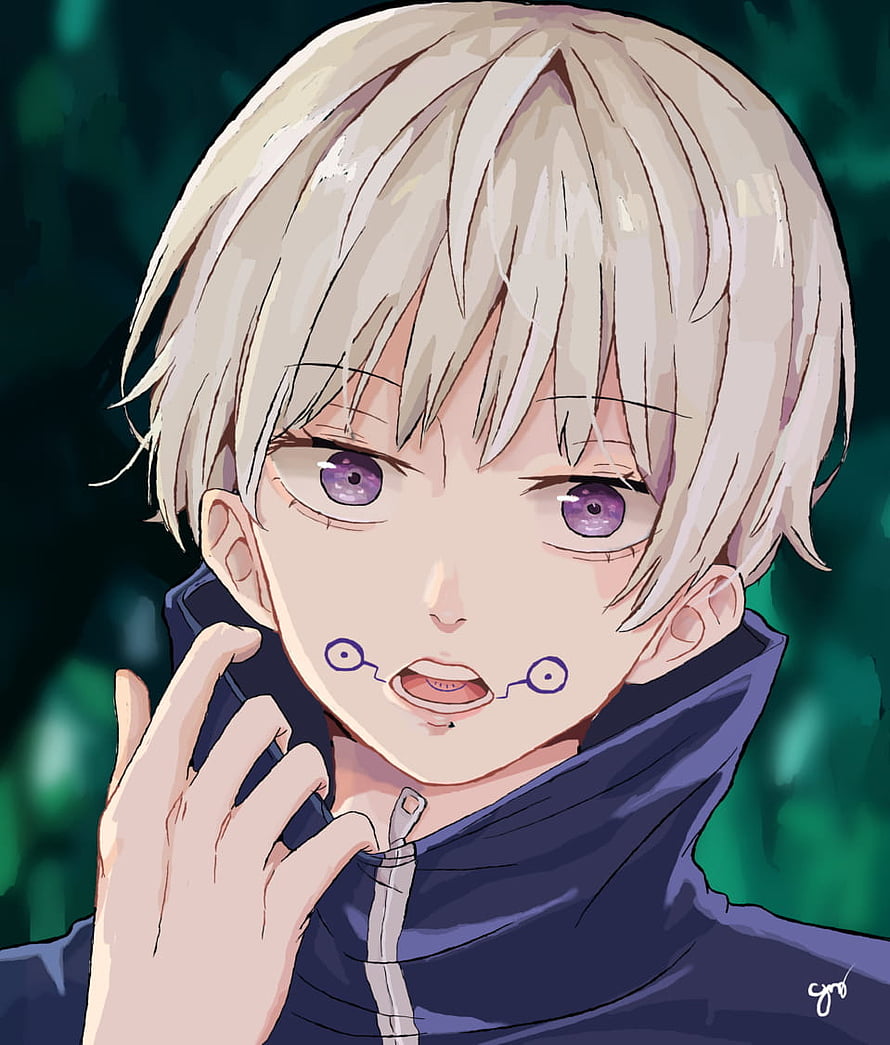 Toge Inumaki from Jujutsu Kaisen Anime Character Portrait with Purple Eyes and Facial Markings HD phone wallpaper