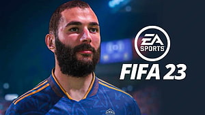 FIFA 23 Video Game Cover Art Featuring Real Madrid Player Karim Benzema HD wallpaper