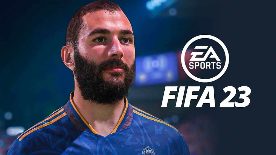 FIFA 23 Video Game Cover Art Featuring Real Madrid Player Karim Benzema HD wallpaper