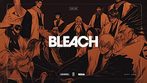 Bleach Gotei 13 Captain Group Artwork in Sepia Tone HD wallpaper