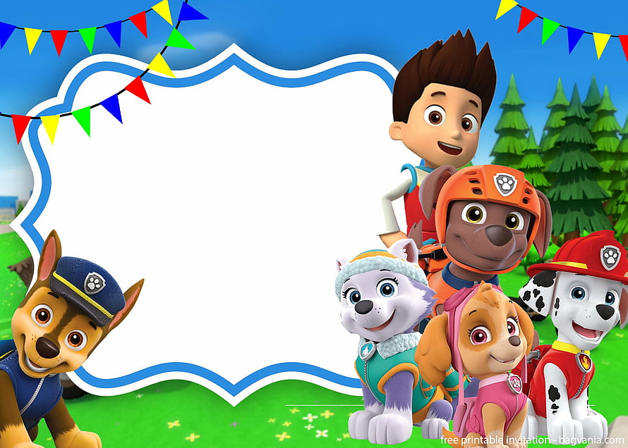 Paw Patrol Character Group with Ryder and Pups in Festive Outdoor Setting HD wallpaper