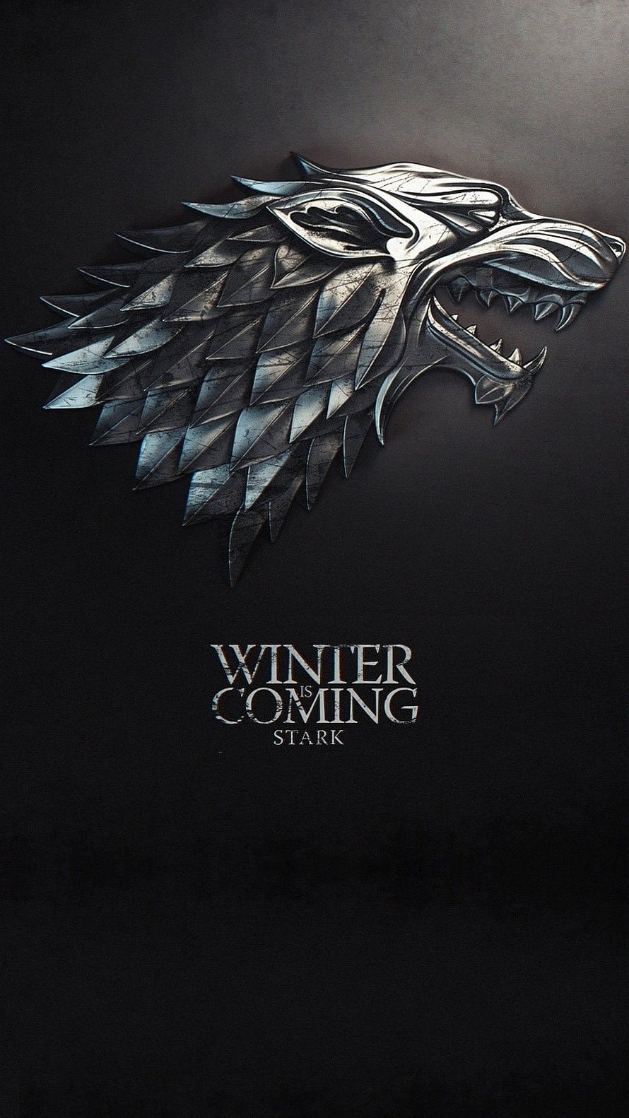 Game of Thrones House Stark Direwolf Sigil with Winter Is Coming Motto on Dark Background HD phone wallpaper