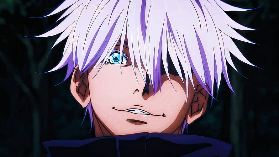Satoru Gojo from Jujutsu Kaisen Anime Close-Up Portrait HD wallpaper