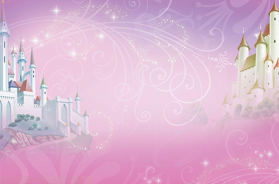 Dreamy Pink Fairy Tale Castle with Sparkling Swirls and Magical Hearts HD wallpaper