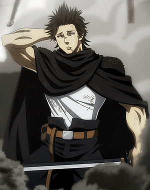 Yami Sukehiro from Black Clover in a dark cloak with a sword and cigarette HD phone wallpaper