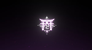 Genshin Impact Inazuma Region Emblem with Glowing Purple Torii Gate and Storm Symbol HD wallpaper