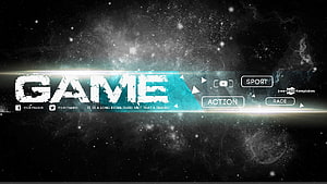 Gaming Channel Banner Template with Neon Cyan Accents and Cosmic Background HD wallpaper