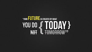 Minimalist Motivational Quote About Future and Today on Dark Background HD wallpaper
