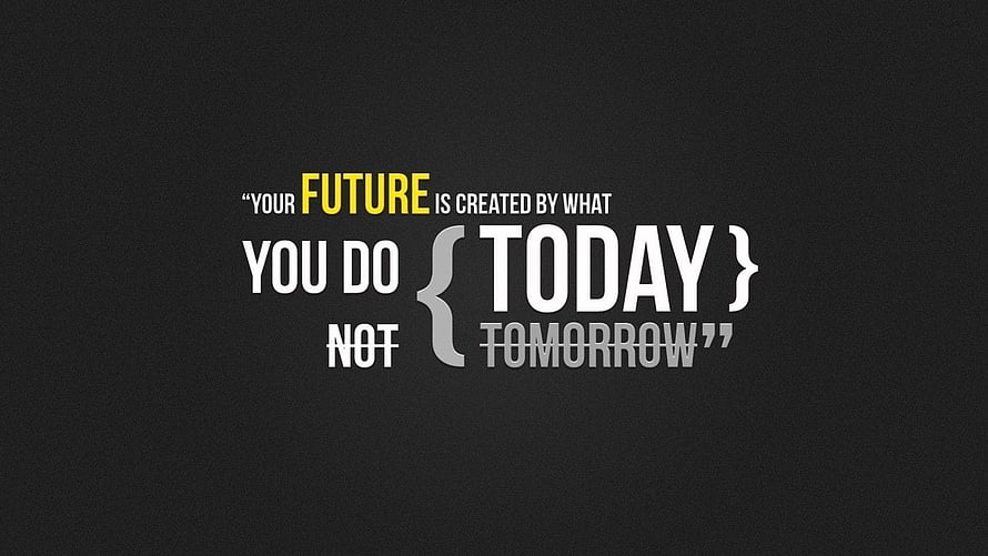 Minimalist Motivational Quote About Future and Today on Dark Background HD wallpaper