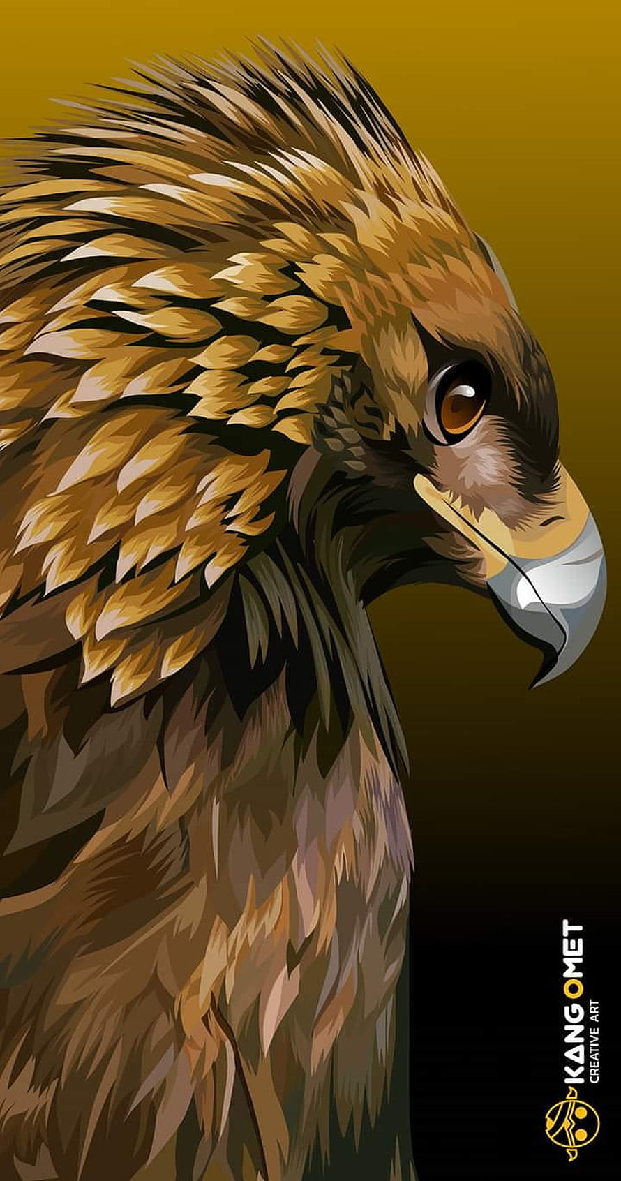 Stylized Garuda Pancasila Bird of Prey Portrait with Golden Feathers and Sharp Beak HD phone wallpaper