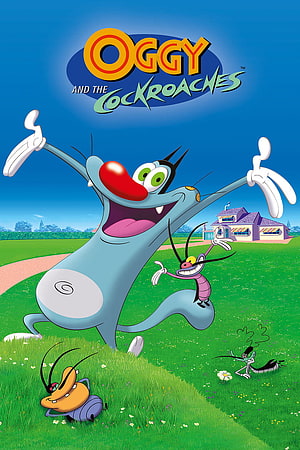 Oggy and the Cockroaches Cartoon Poster with Cat and Insects in a Green Yard HD phone wallpaper