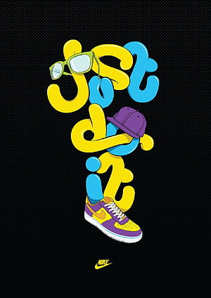 Nike Air Jordan 1 Retro High OG Purple Yellow Blue Sneaker with Stylized Typography HD phone wallpaper