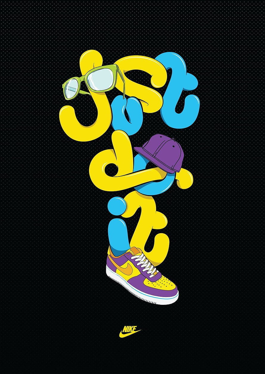 Nike Air Jordan 1 Retro High OG Purple Yellow Blue Sneaker with Stylized Typography HD phone wallpaper