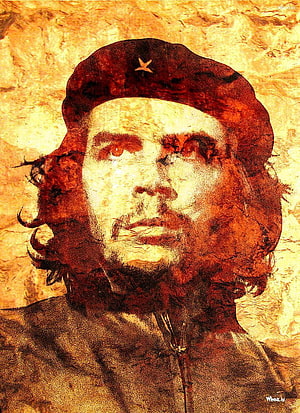 Che Guevara Portrait in Sepia Tones with Iconic Red Beret and Star Emblem HD phone wallpaper