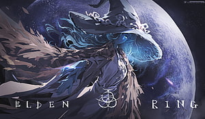 Ranni the Witch from Elden Ring in a Dark Fantasy Illustration with Cosmic Moon Background HD wallpaper