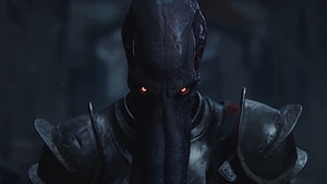 Baldur's Gate 3 Mind Flayer Character Portrait in Dark Armor HD wallpaper