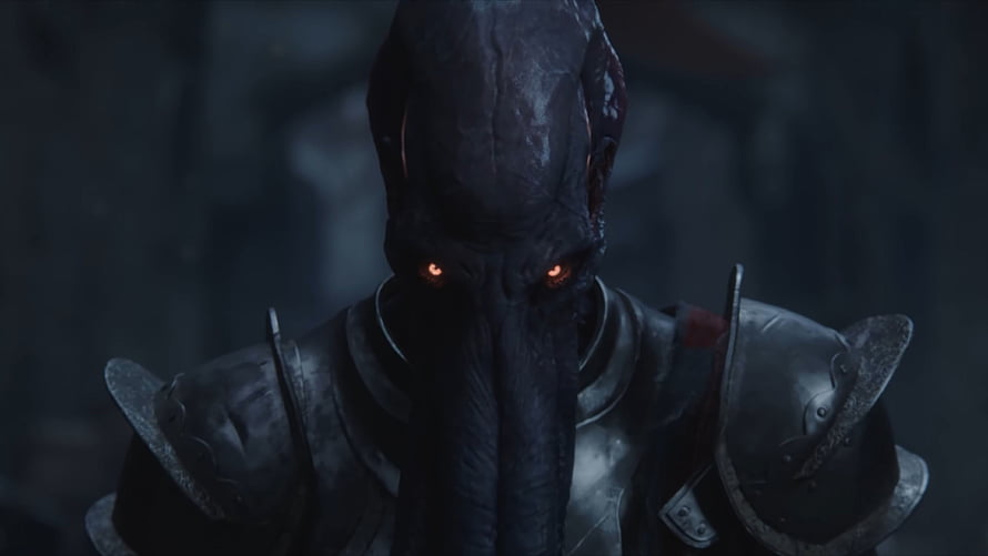 Baldur's Gate 3 Mind Flayer Character Portrait in Dark Armor HD wallpaper