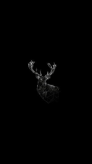 Minimalist Geometric Deer Head Wireframe Art on Black Background HD phone wallpaper