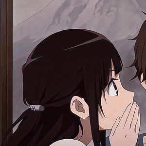 Anime Couple Profile Picture Featuring Girl With Hair Clip And Boy In Close Embrace HD phone wallpaper