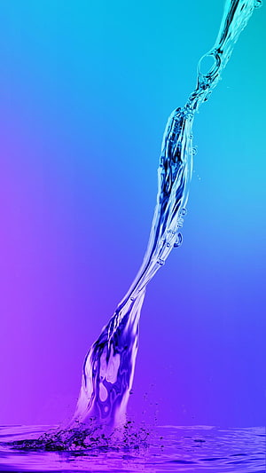 Vibrant Water Splash on Gradient Purple and Blue Background HD phone wallpaper