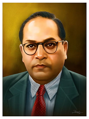 Bhimrao Ramji Ambedkar Digital Portrait in Formal Suit and Glasses HD phone wallpaper