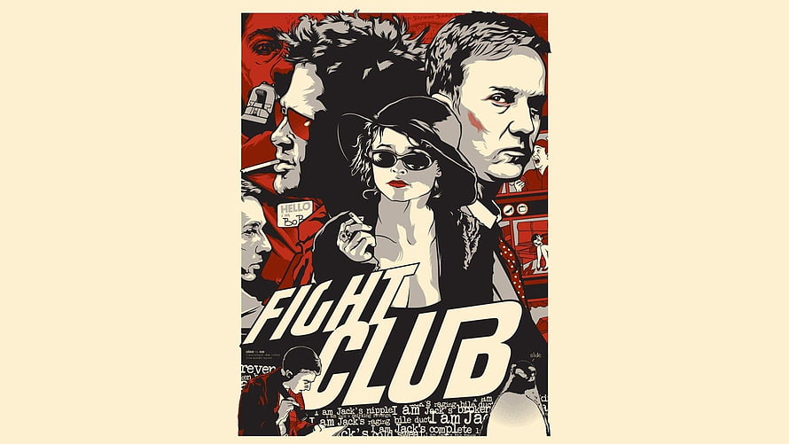 Fight Club Movie Poster Art Featuring Brad Pitt, Edward Norton, and Helena Bonham Carter HD wallpaper
